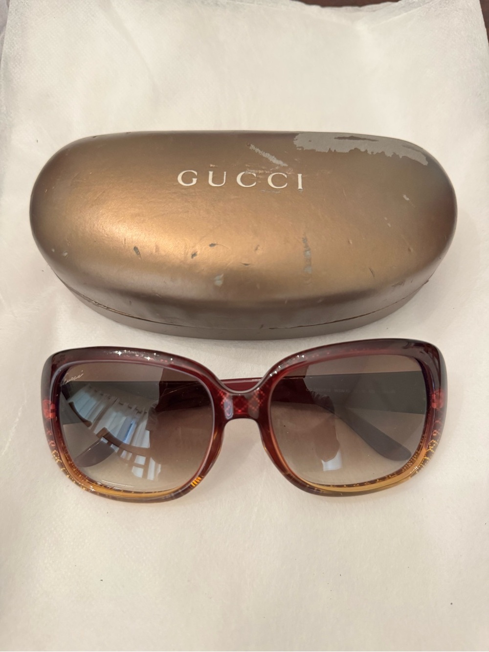 Gucci Brown Diamond Print Gradient Sunglasses